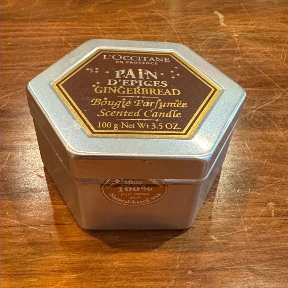 NEW L’occitane Gingerbread Lidded Tin Bougie Scented Candle 3.5 oz 20 hrs